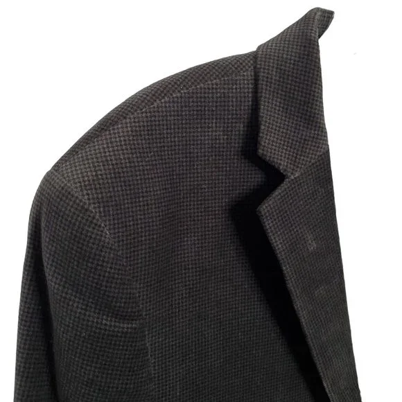 Alfani Mens Size 40L Blazer Sport Coat Slim Fit Velvet Micro Check Black Gray